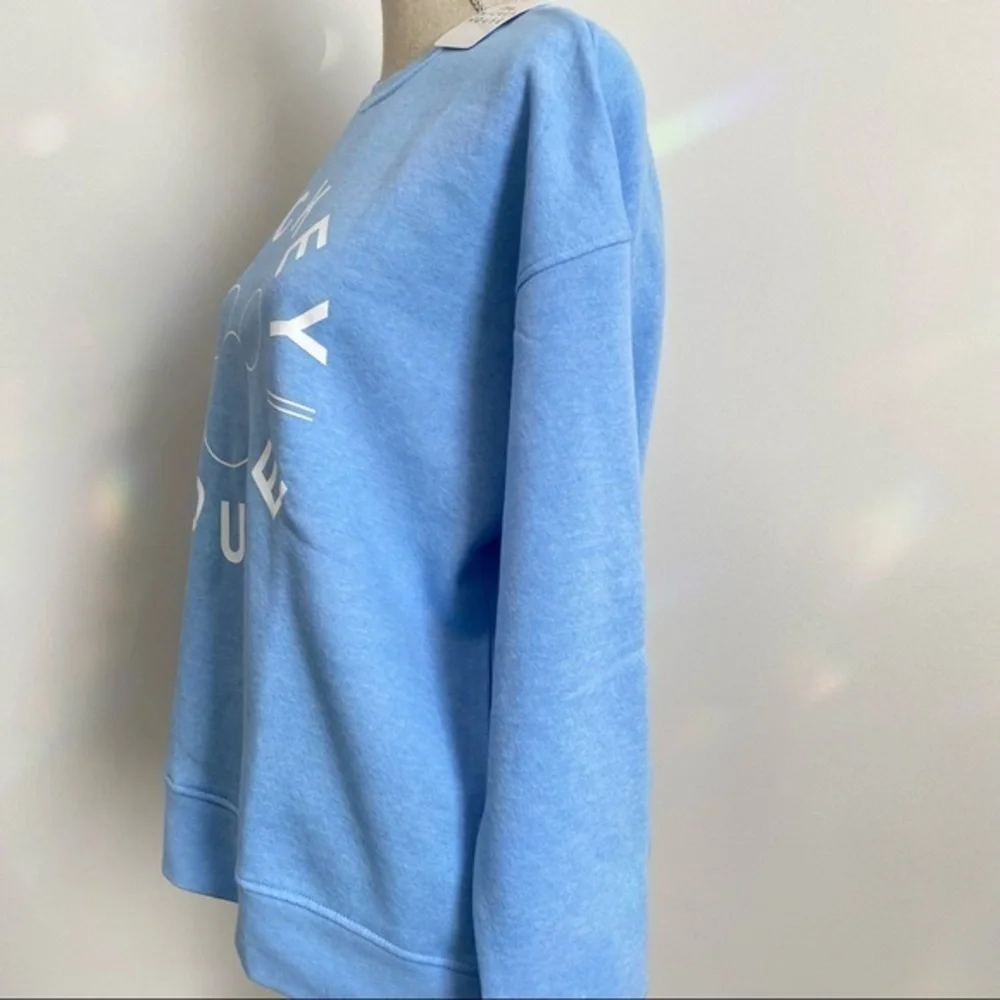 Disney Mickey Mouse Print Soft Sweatshirt Crewneck Sweater Top Sky Blue - Picture 3 of 9